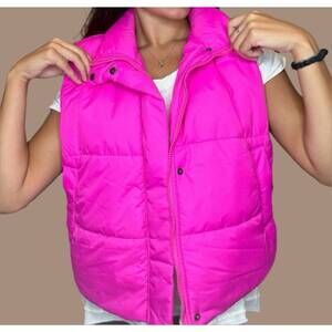 NEW PANACHE APPAREL bright puffer vest in hot pink